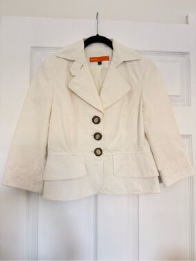 Cynthia Steffe Cream Textured Notch-Collar Blazer
